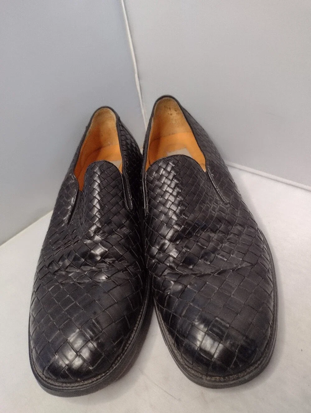 Mezlan Mens Manhattan Woven Leather Tuxedo Dress Loafers 9.5 Handmade Spain A31